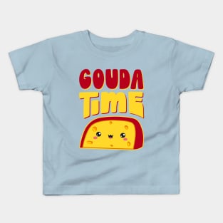 Gouda Time! Funny Kawaii Cheese Lover Pun Kids T-Shirt